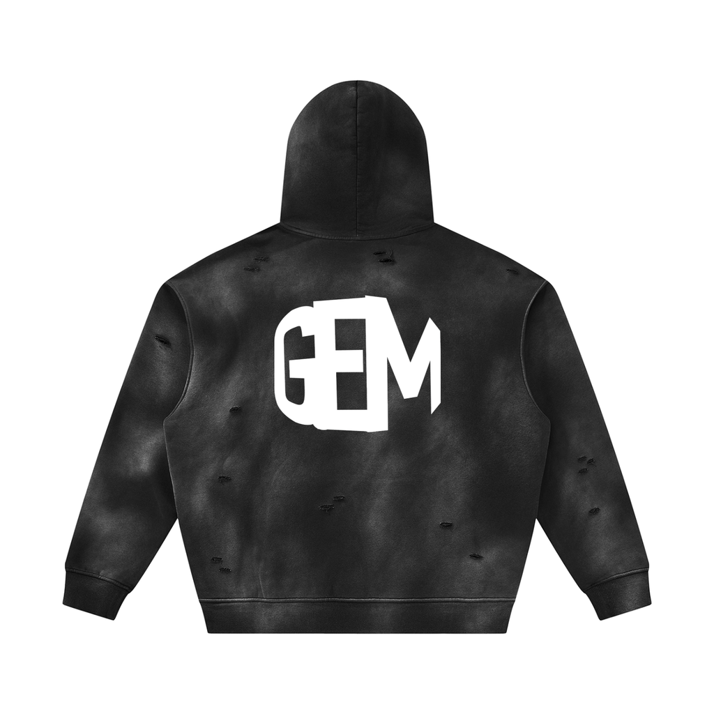 Unisex Sunfade Frayed Fleece Hoodie