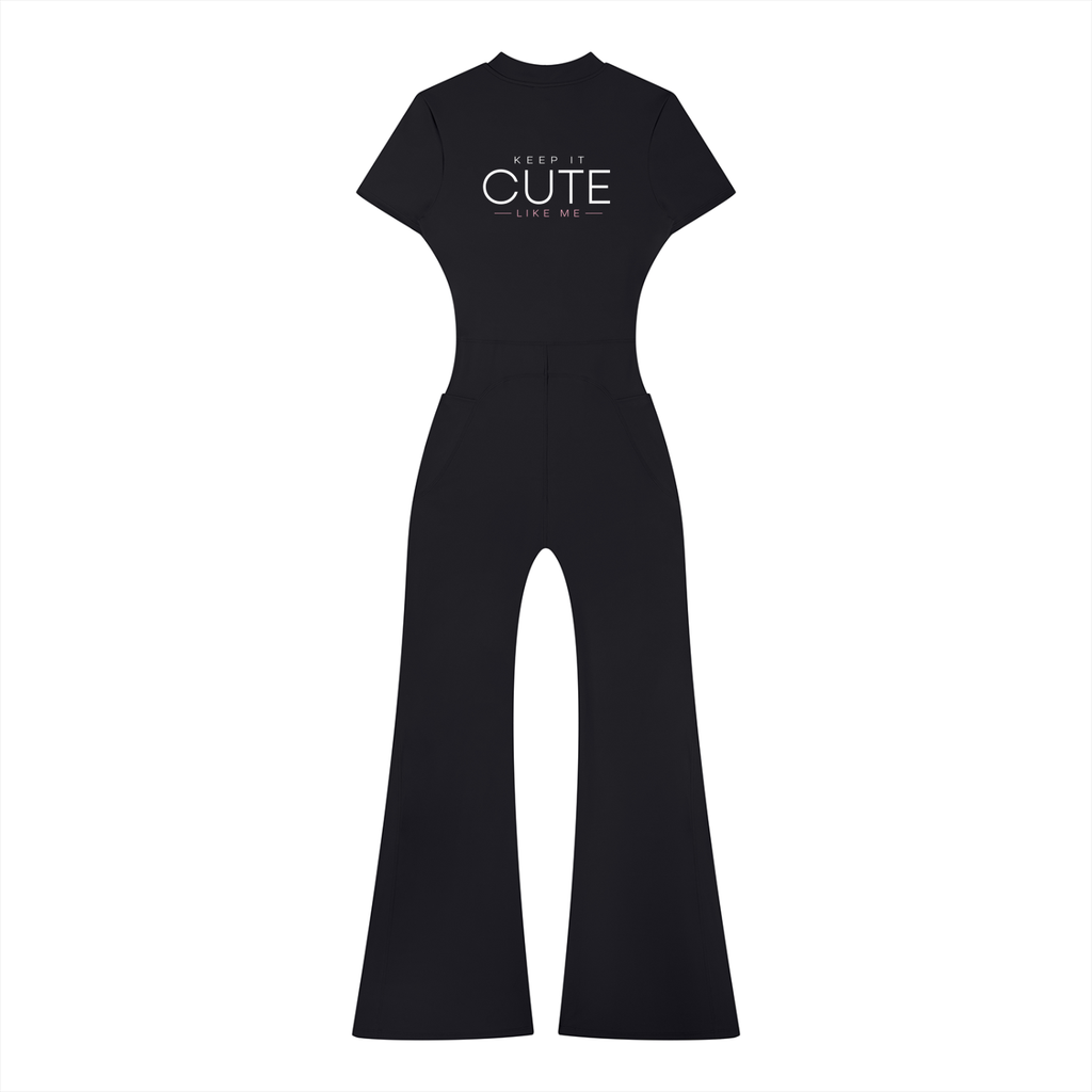 Women’s Tight Flared Leg Quarter-Zip Jumpsuit