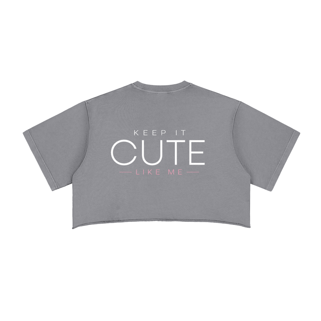 Keep It Cute ! Snow Washed Raw Edge Crop Top