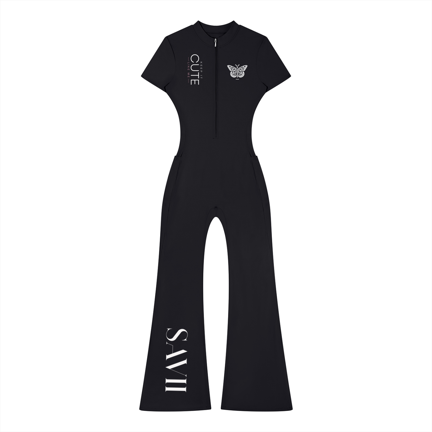Women’s Tight Flared Leg Quarter-Zip Jumpsuit