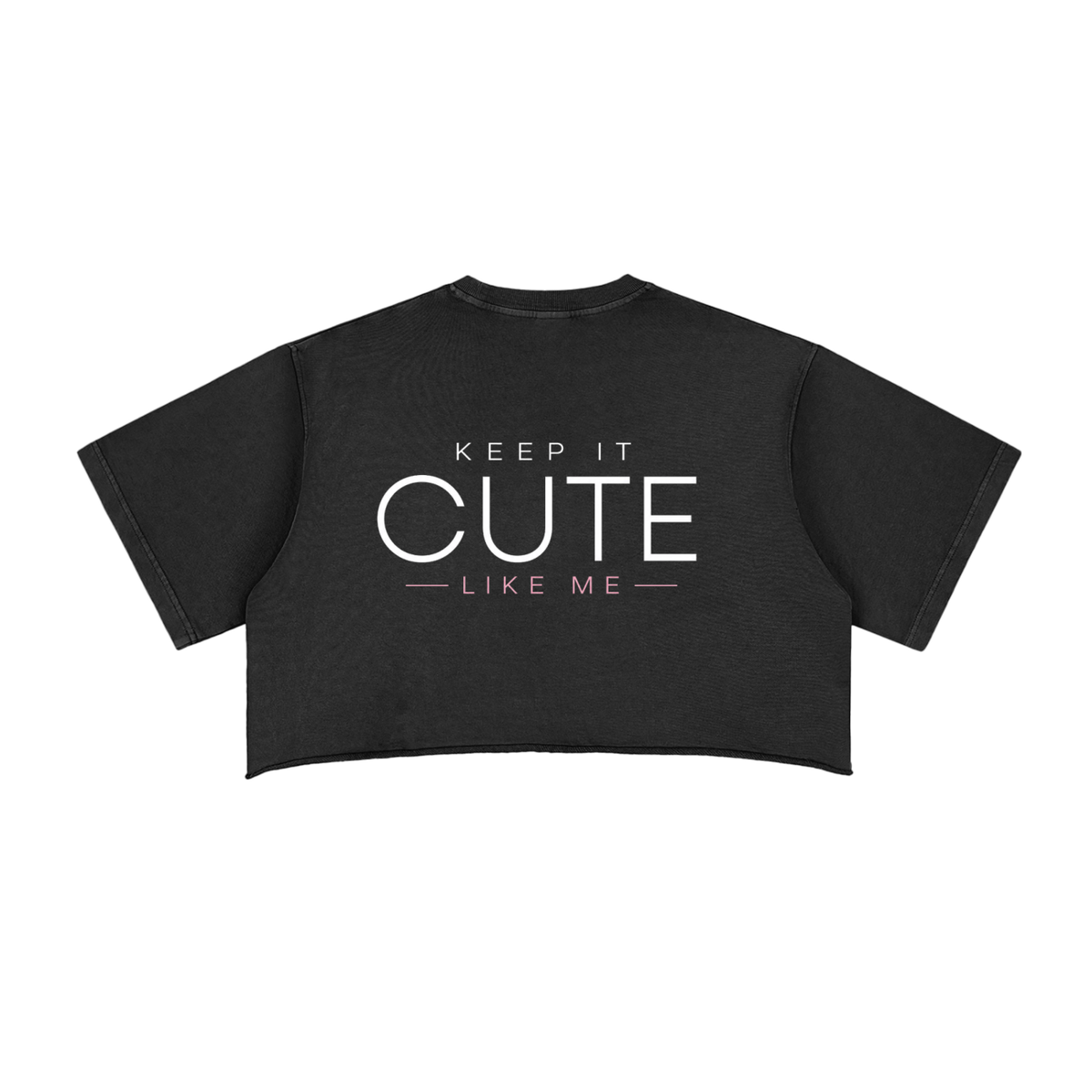 Keep It Cute ! Snow Washed Raw Edge Crop Top